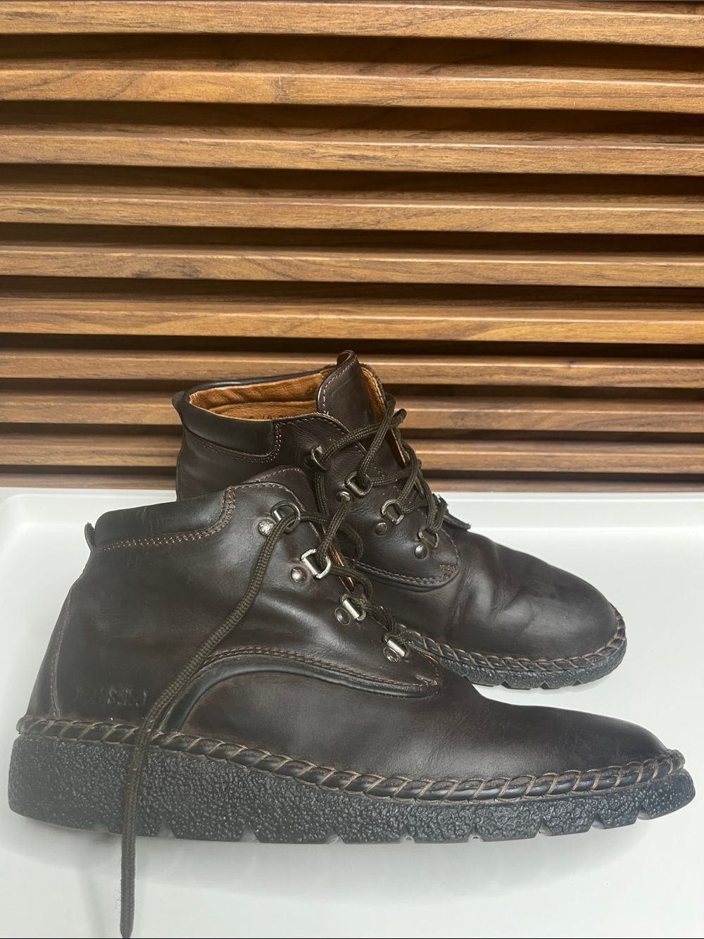 Ankle Boots Lace Up Brown Leather Outdoor Retro Vibe Stitched Sole Joseph Siebel